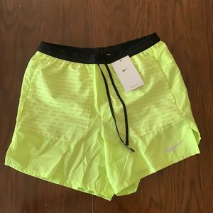 Men’s Nike Running Dri-Fit Shorts 5" Neon Yellow Size Small